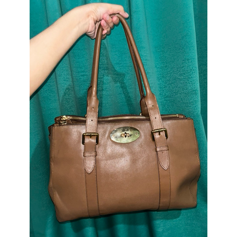 tote hand bag double zipper ala mulberry leather preloved