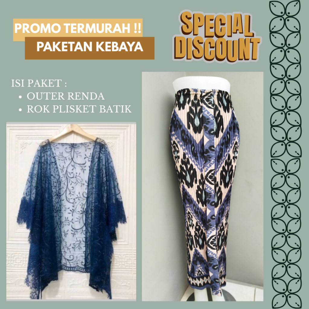 Oneset Kebaya Modern Clarisa Outer Brokat Premium Kebaya Outfit Kondangan Rok Lilit Kebaya Outer Gen