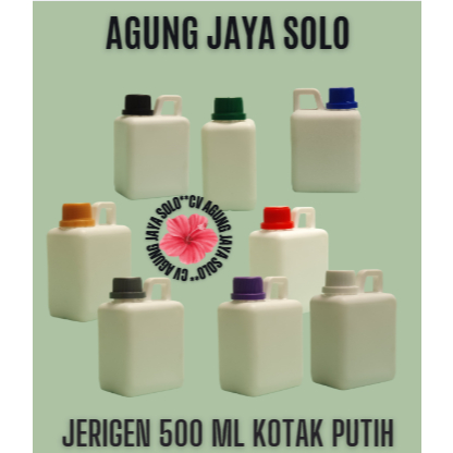 Jerigen 500 mL Kotak Putih HDPE /Jerigen Tutup Warna