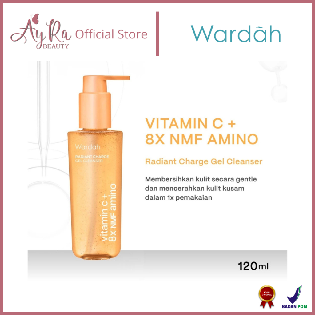 AyRa Beauty - WARDAH Amino Gel Cleanser Vitamin C + 8X NMF Amino 120 mL - Sabun Cuci Muka Low pH unt