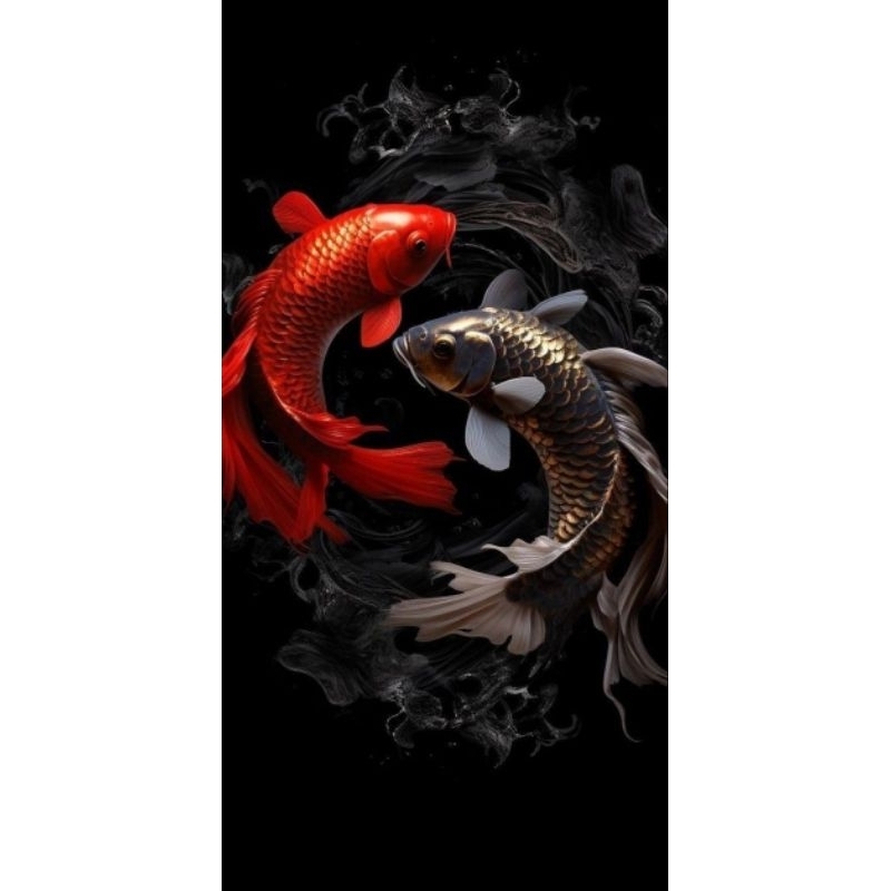 lukisan minimalis ikan koi