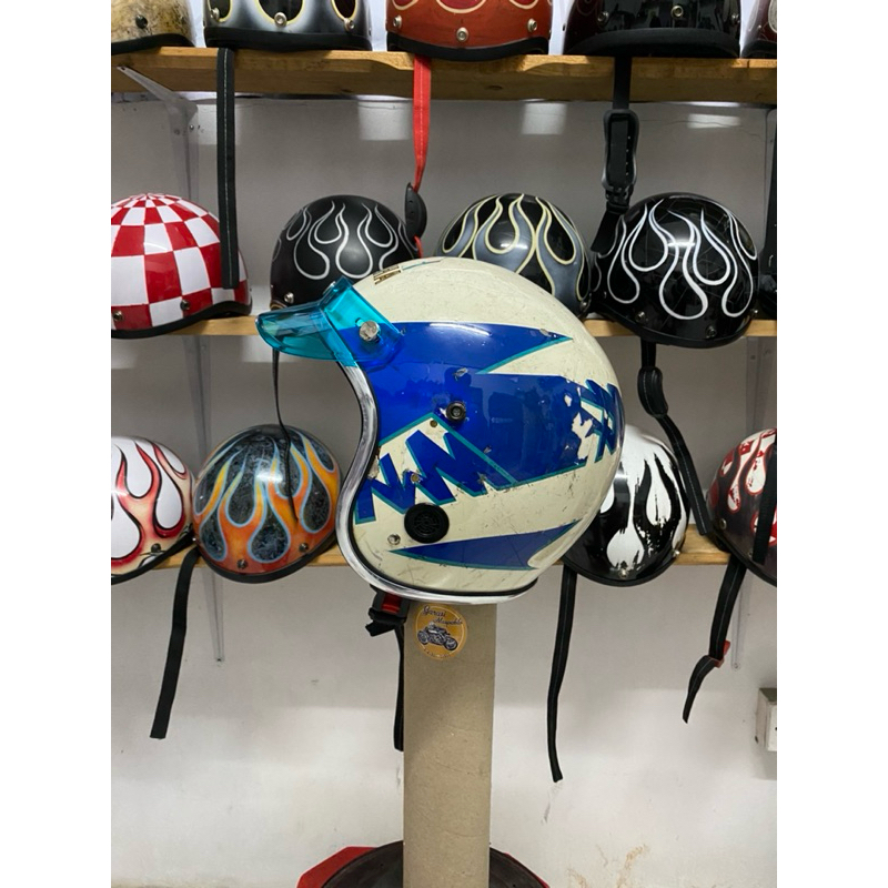 Helm Yamaha Custom Putih Biru