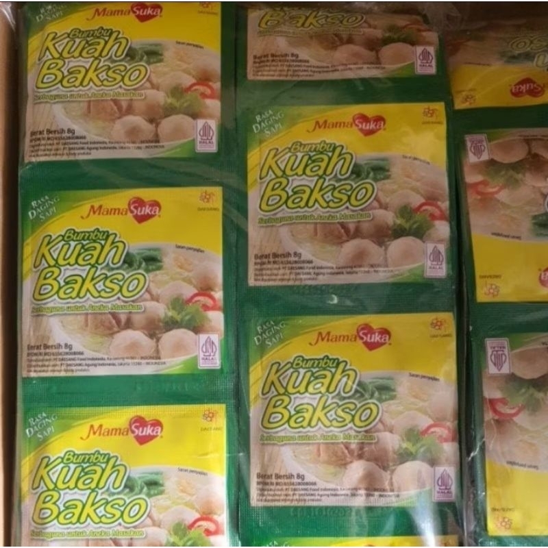 

[1 PACK = 10 RENTENG@ 12 PCS = 120 PCS] MAMA SUKA MAMASUKA BUMBU KUAH BAKSO BASO @ 8 GRAM