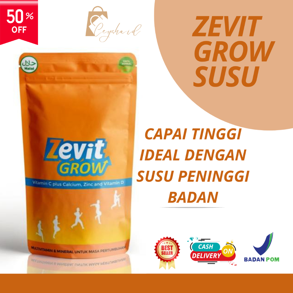 (PROMO) ZEVIT GROW Susu Peninggi Badan Original BPOM Terlaris / Ampuh Untuk Anak dan Dewasa Naik 4-8