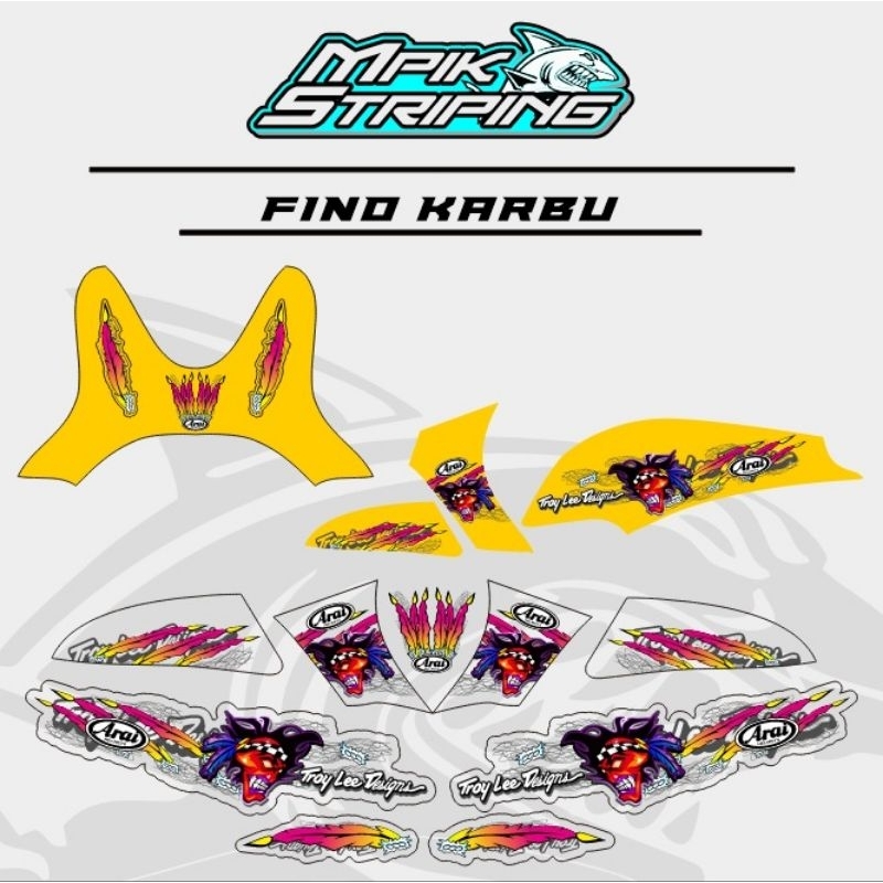 STRIPING STICKER TRANSPARAN FINO KARBU MOTIF DESIGN CUSTOM ARAI RUSELL