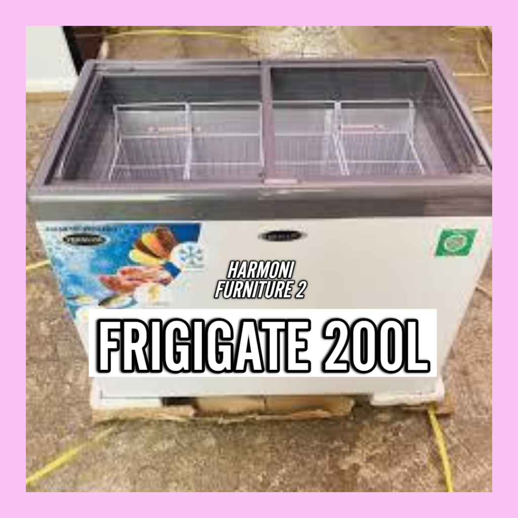 CHEST FREEZER FRIGIGATE200 LITER KACA SLEDING F 210SDF LV FREEZER BOX FRIGIGATE KACA SLEDING 200 LIT