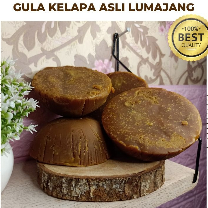 

Gula Jawa 1kg Asli Nira Kelapa Murni Tradisional Warna Merah Coklat Bulat Batok [100%Original]