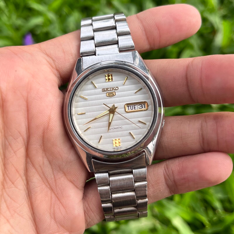 jam tangan Seiko 5 Automatic japan jadul vintage Dial White kuno antik pria wanita fashion