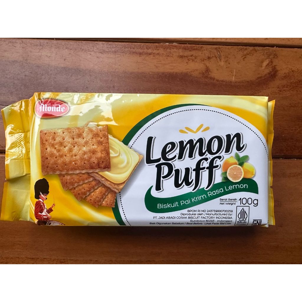 

Monde Lemon Puff Biskuit Pai Krim Rasa Lemon 100g