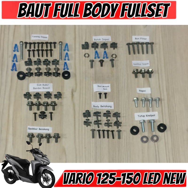 Baut Full Set Cover Body Honda Vario 125 150 Led New eSP / Baut Full Body Vario 125 150 LED new gen 