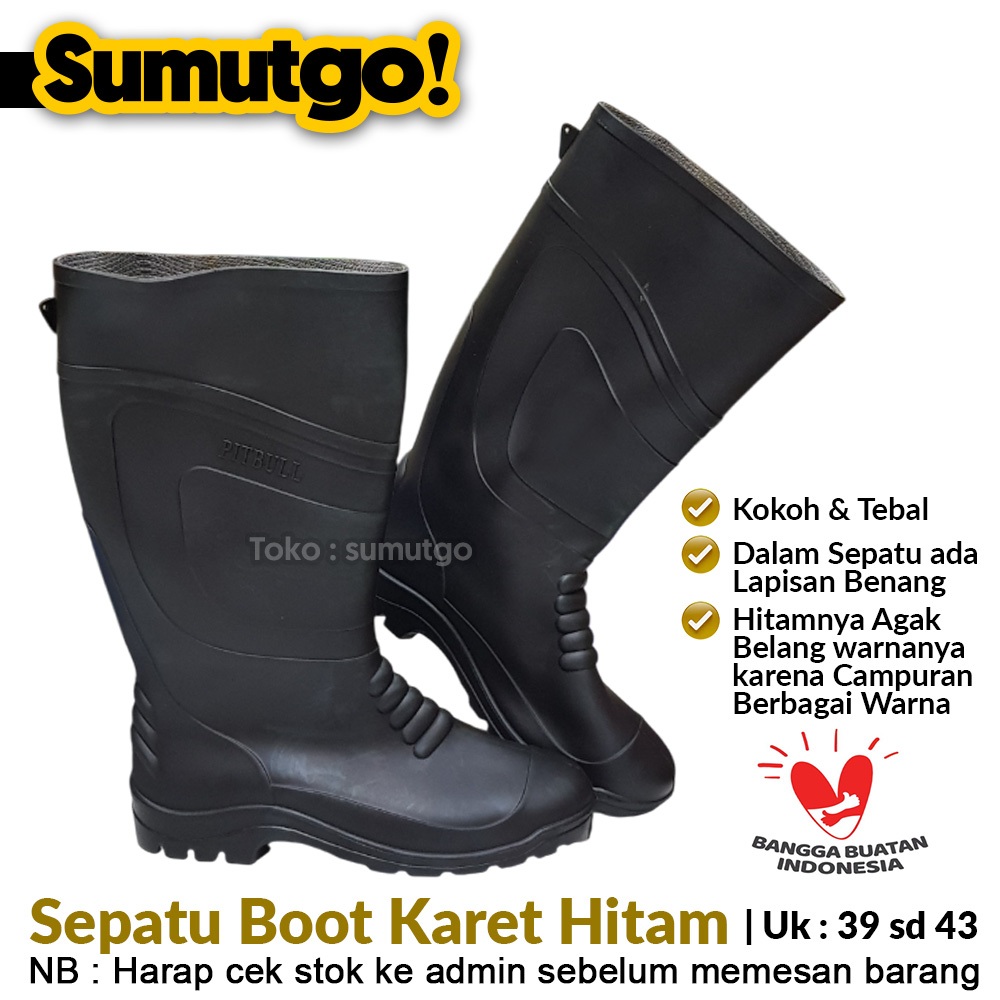 [ TERBARU ] Sepatu Boot Karet PITBULL Original Tinggi Hitam / Sepatu Boots Hujan Keren Viral Anti Ai