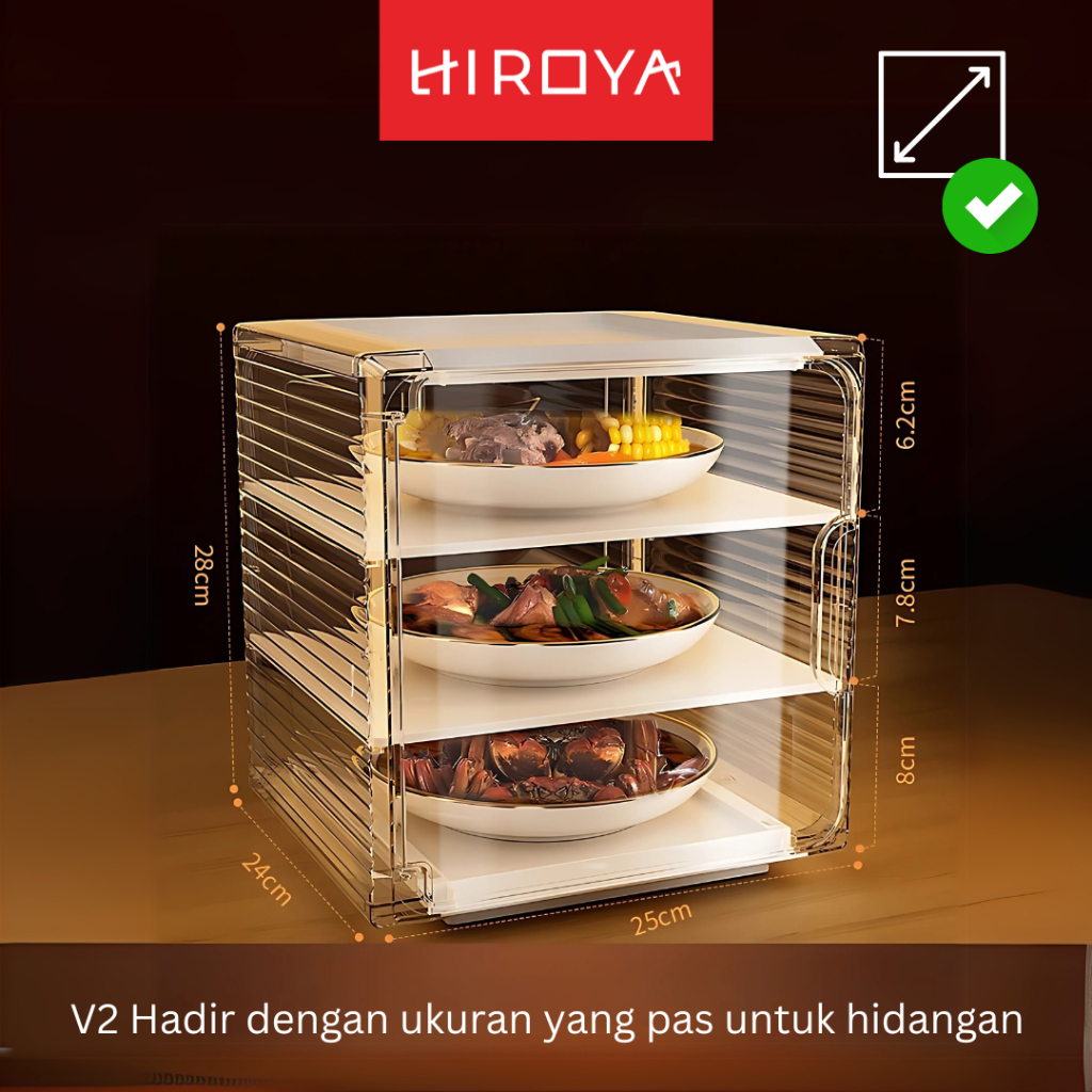 HJK HIROYAMOTO Lemari Penyimpan Lauk Serbaguna Penyimpanan Makanan Tingkat Tudung Saji Lauk Lemari