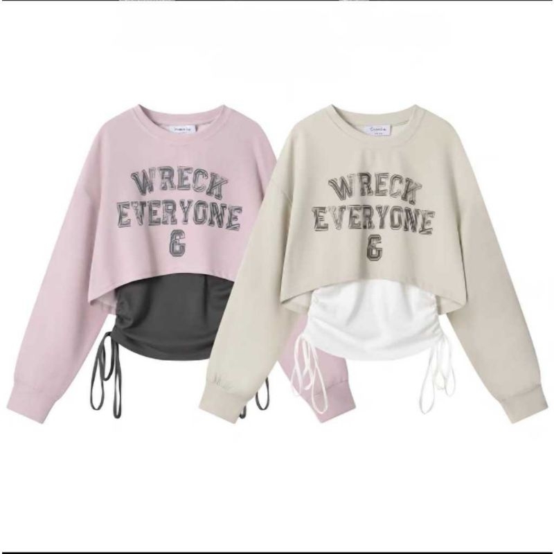 SWEATER OVERSIZE WRECK EVERYONE CROP - SWEATER CROP OVERSIZE WANITA