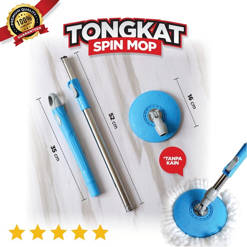 (COD) Tongkat Handle Pel + Kain Spin Mop - Mop Stick Set with Headmop