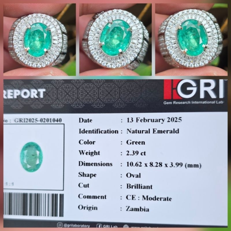 Natural Zamrud Green Emerald Zambia Memo 2.39 crt