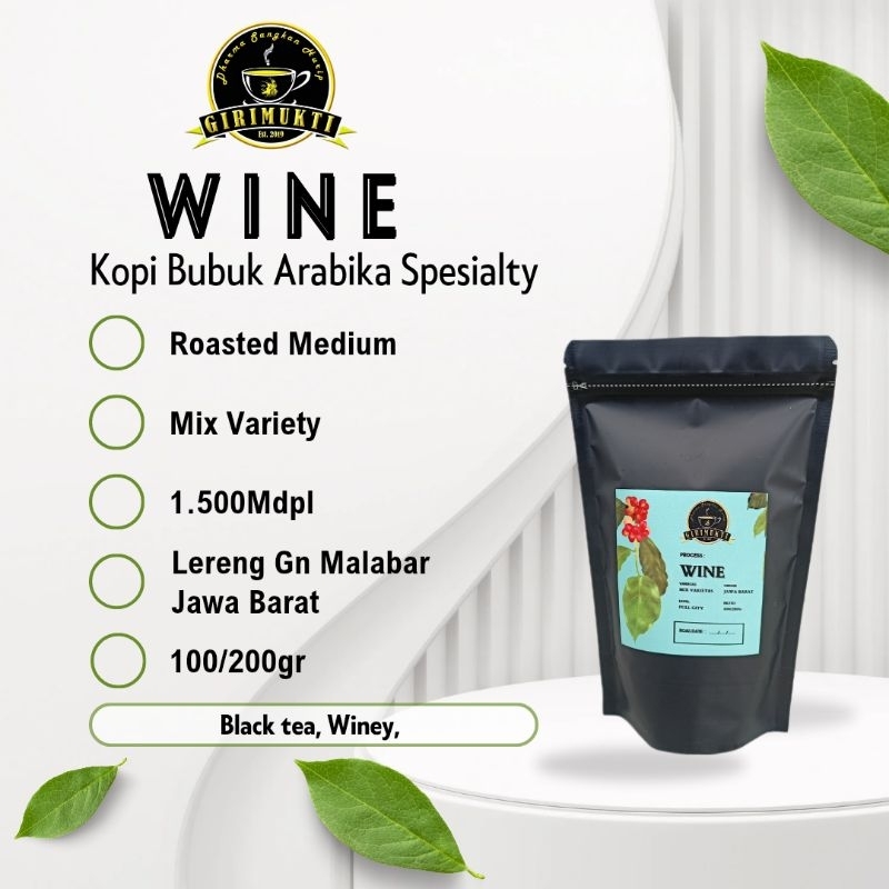 

Kopi Bubuk Siap Seduh Arabika Spesialty Proses WINE
