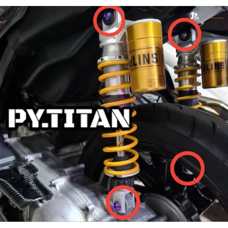Baut Titanium Set Shock Belakang / Shockbreaker Belakang Yamaha Aerox
