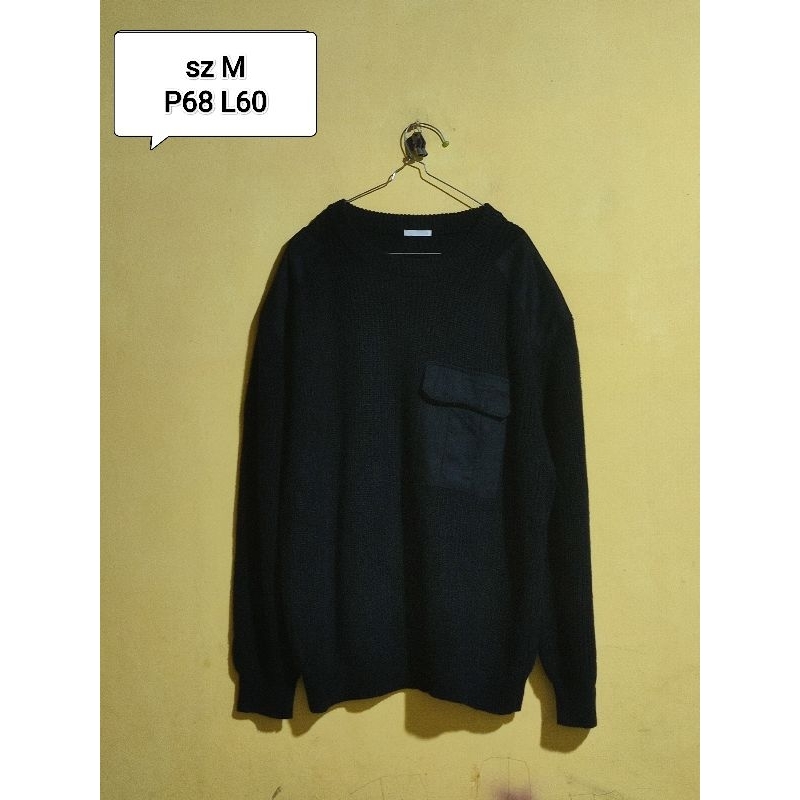 Sweater knitwear Gu uniqlo tebal rajut with pocket boxy fit
