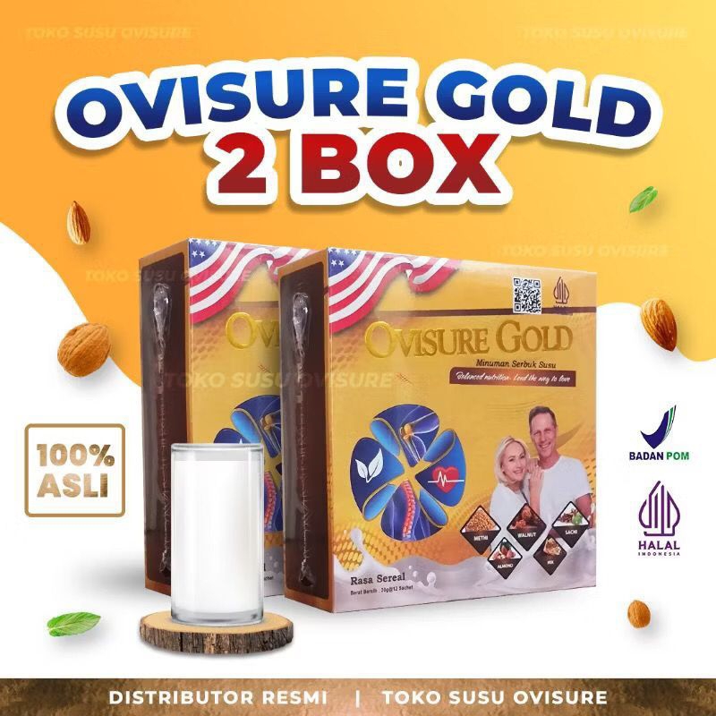 

PAKET 2 BOX OVISURE GOLD MILK SUSU OBAT TULANG DAN SENDI YG SEHAT 100% DIMFOR USA