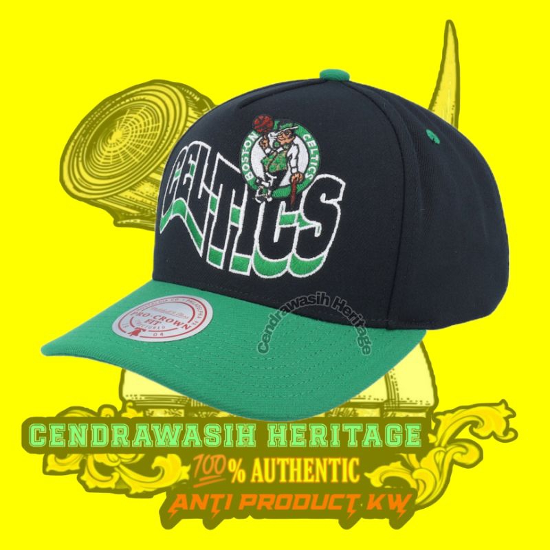 Mitchell And Ness Boston Celtics Wavy Pro Crown Snapback Hat 100% Authentic
