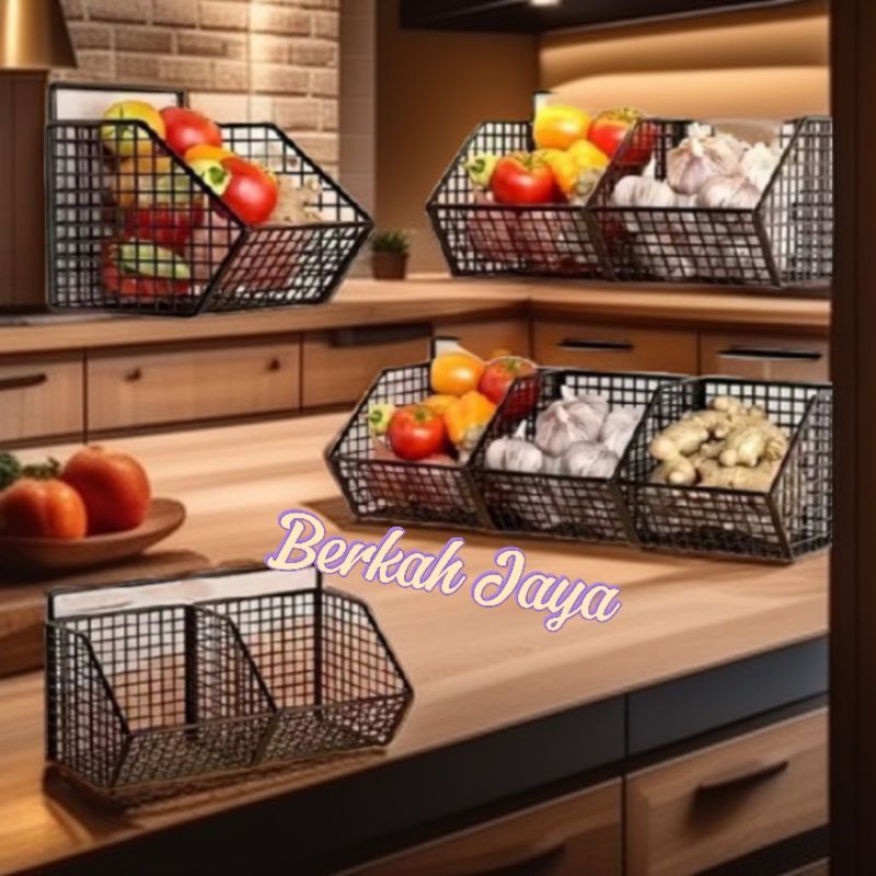 Rak Keranjang Dapur/Rak Bawang/Rak Gantung/Rak Tempel Serbaguna