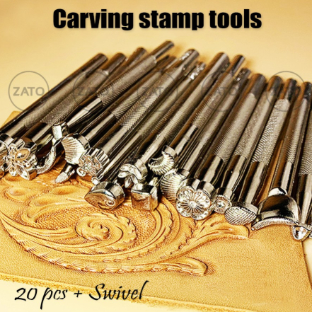 

Leather craft Stamp & Swivel cutter SET ( isi 20 pcs )
