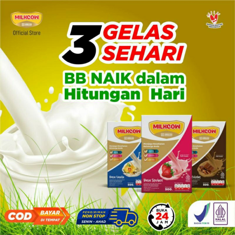 

MILKCOW Susu Gemuk Alami dan Penambah Nafsu Makan | Kemasan 500 Gram | Anak dan Remaja