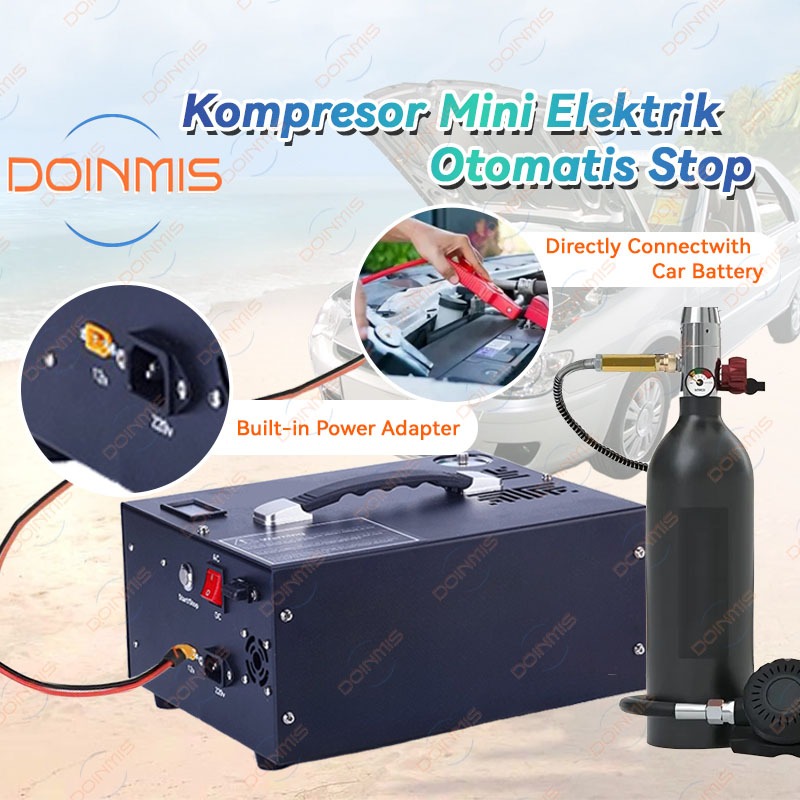 Kompresor Mini Portable Otomatis 12v & 220v Auto Stop 4500psi 30Mpa Compressor Pcp Listrik Berlaku U