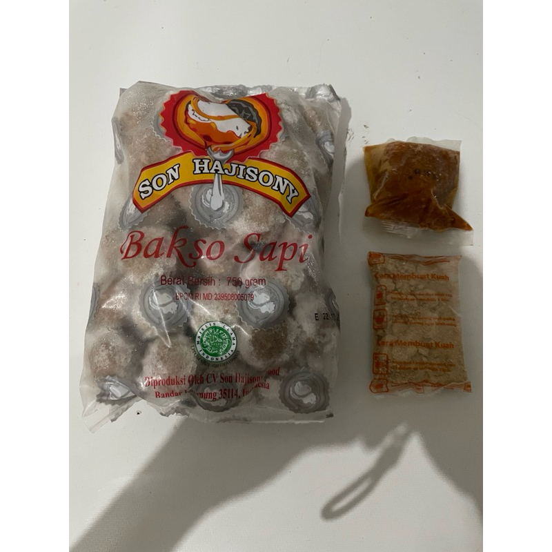 

Terlaris dan Termurah Bakso Asli son hajisony lampung 750 gr + bumbu dan sambal