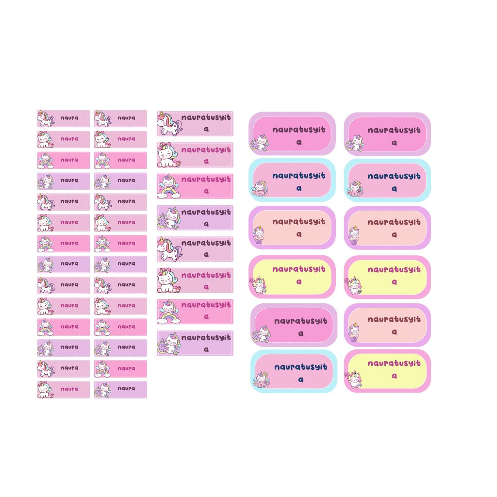 

STICKER NAMA CUSTOM Untuk alat-alat sekolah