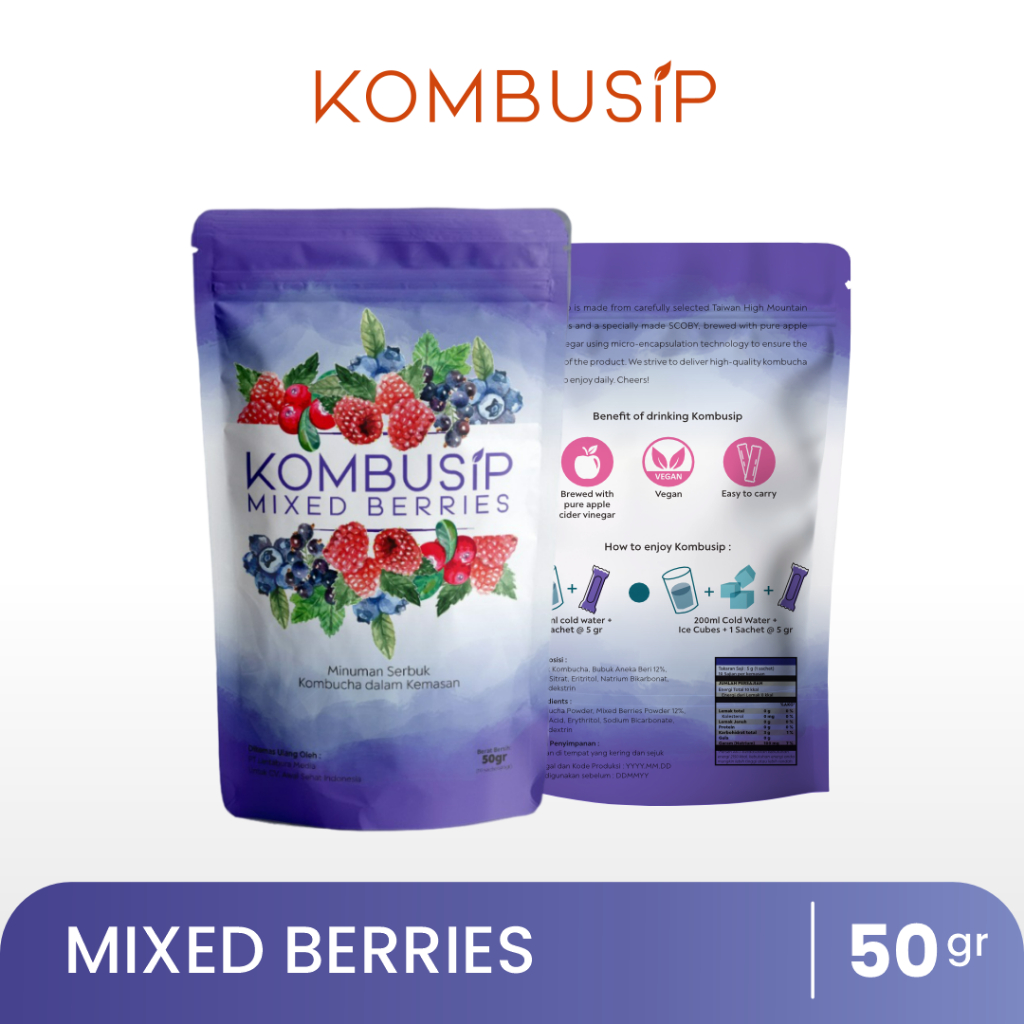

Kombusip Kombucha Mixed Berries Minuman Teh Serbuk 10 Sachets