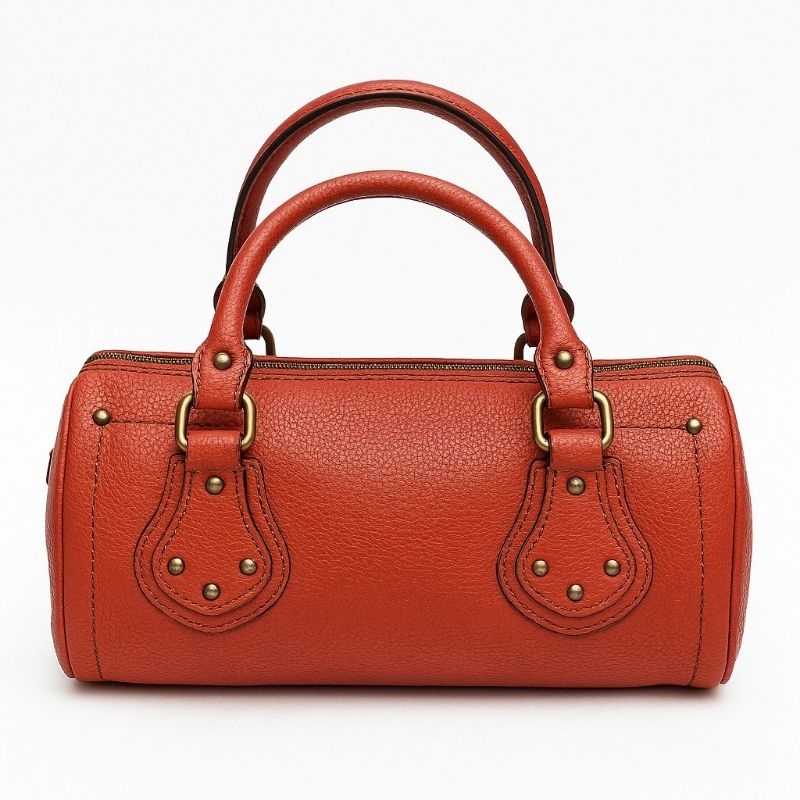 Tas Satchel Barrel Kulit Sintetis Premium – Warna Merah Marun ✨
