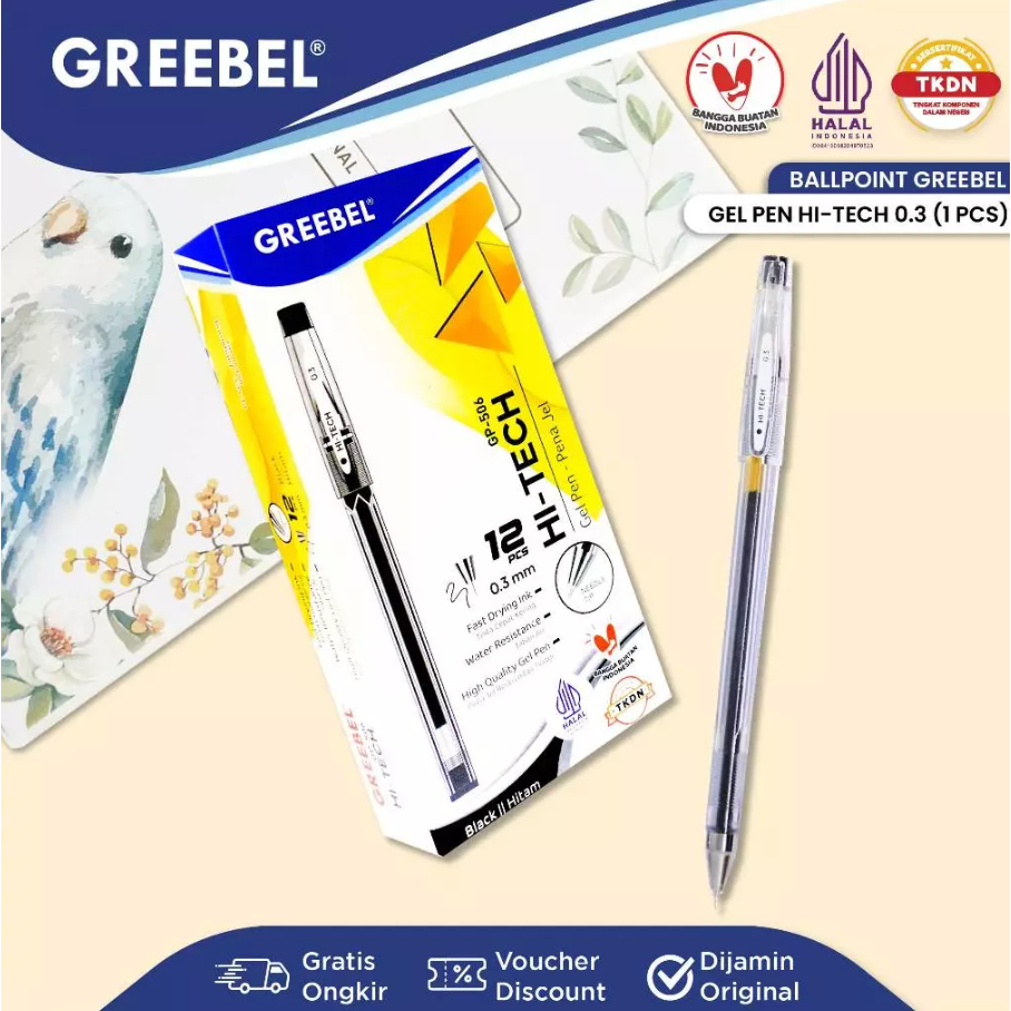 

Greebel - Pulpen Pen Ball Pen Gel - Bolpen Hi Tech 0.3 GP-506 (Satuan)