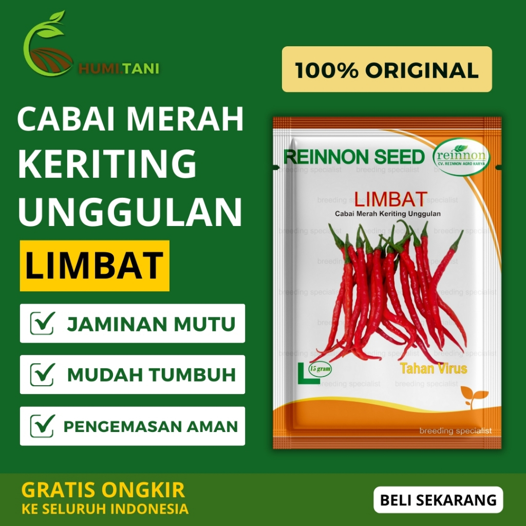 Benih Cabai Merah Keriting TAHAN VIRUS LIMBAT – 15gr  REINNON SEED