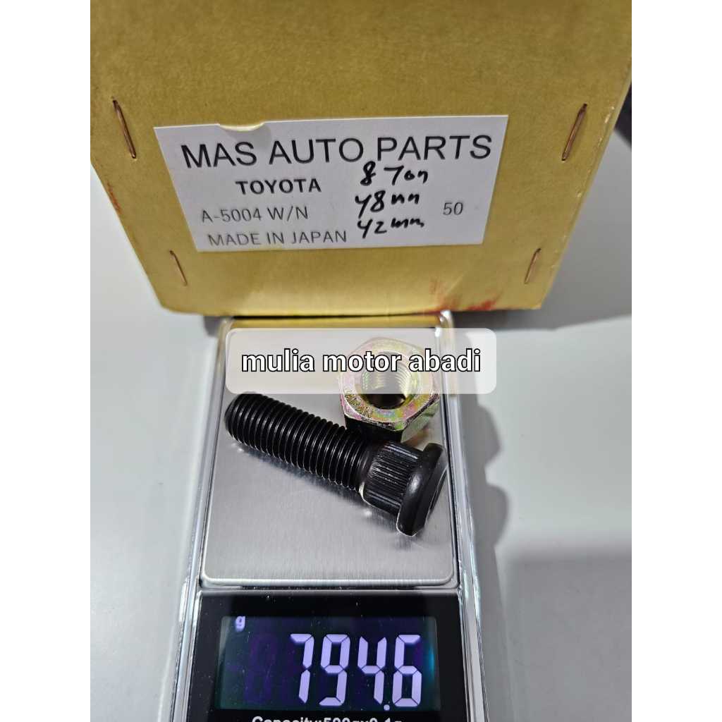 Baut roda Toyota kijang 5k 7k Innova Agya Sienta  Hilux Fortuner rush Avanza Triton Pajero 4.8cm asl