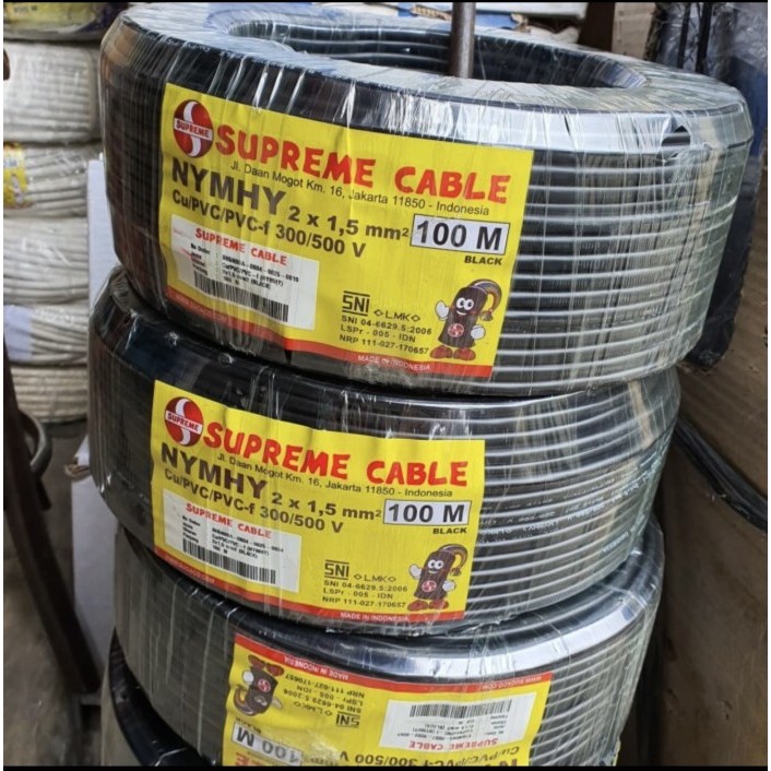 KABEL NYMHY / NYYHY 2X1.5 KABEL LISTRIK SUPREME NYMHY / NYYHY 2x1.5 - PER METER