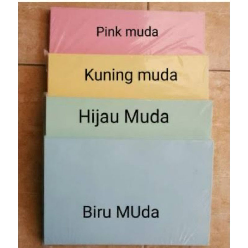 

Kertas Karton Warna Muda Size f4 / Pak isi 100lbr