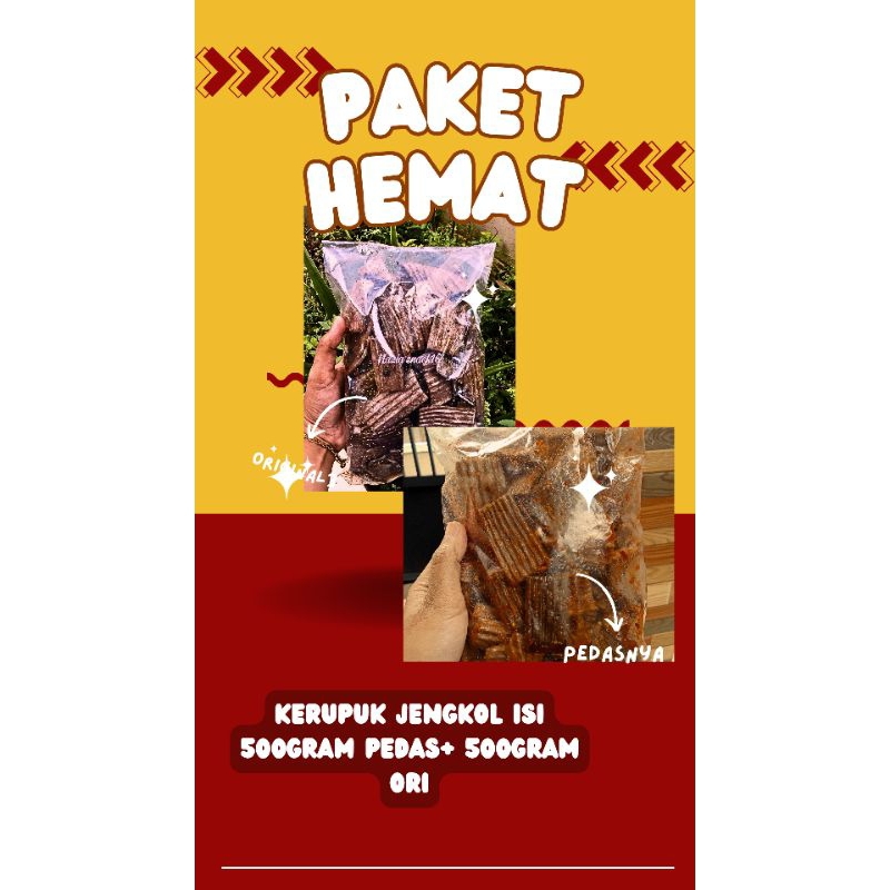 

PAKET HEMAT kerupuk jengkol pedas+kerupuk jengkol original isi 500gram