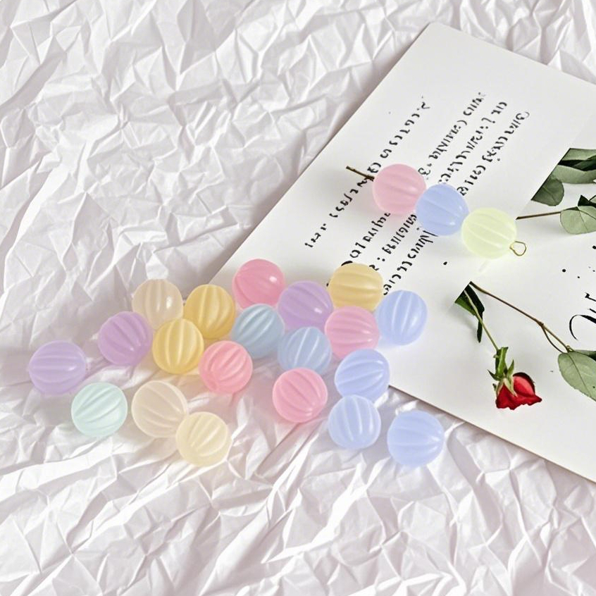 （10mm）Manik -manik Labu Bergaris Akrilik Transparan Manik -manik Bundar Beku