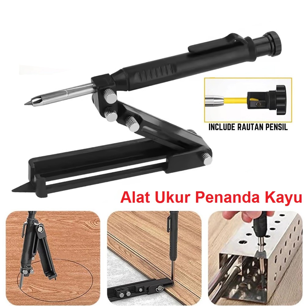 

Alat Ukur Penanda Kayu Multifungsi dengan Rautan Pensil untuk Menandai Lingkaran Garis dan Sudut Presisi Cocok untuk Tukang Kayu Pengrajin dan DIY