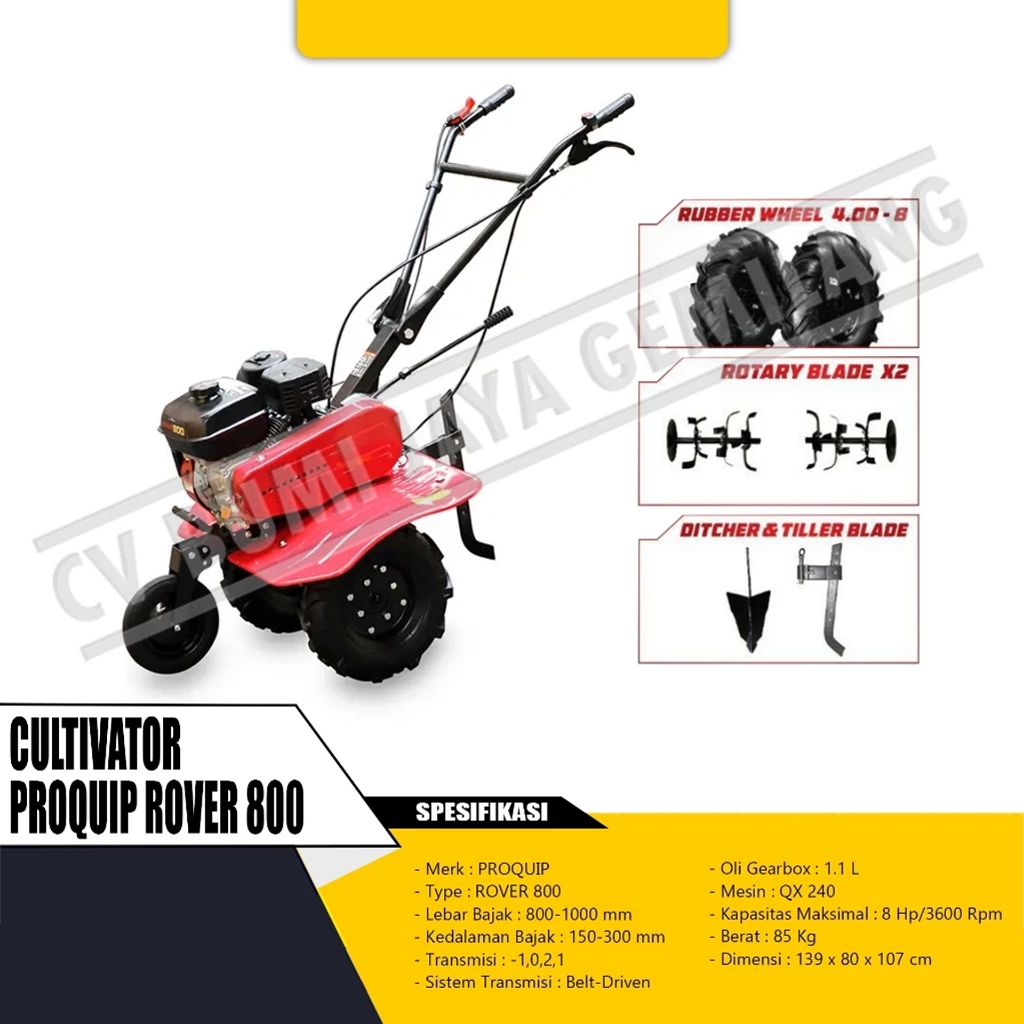 MESIN BAJAK SAWAH / CULTIVATOR PROQUIP ROVER 800