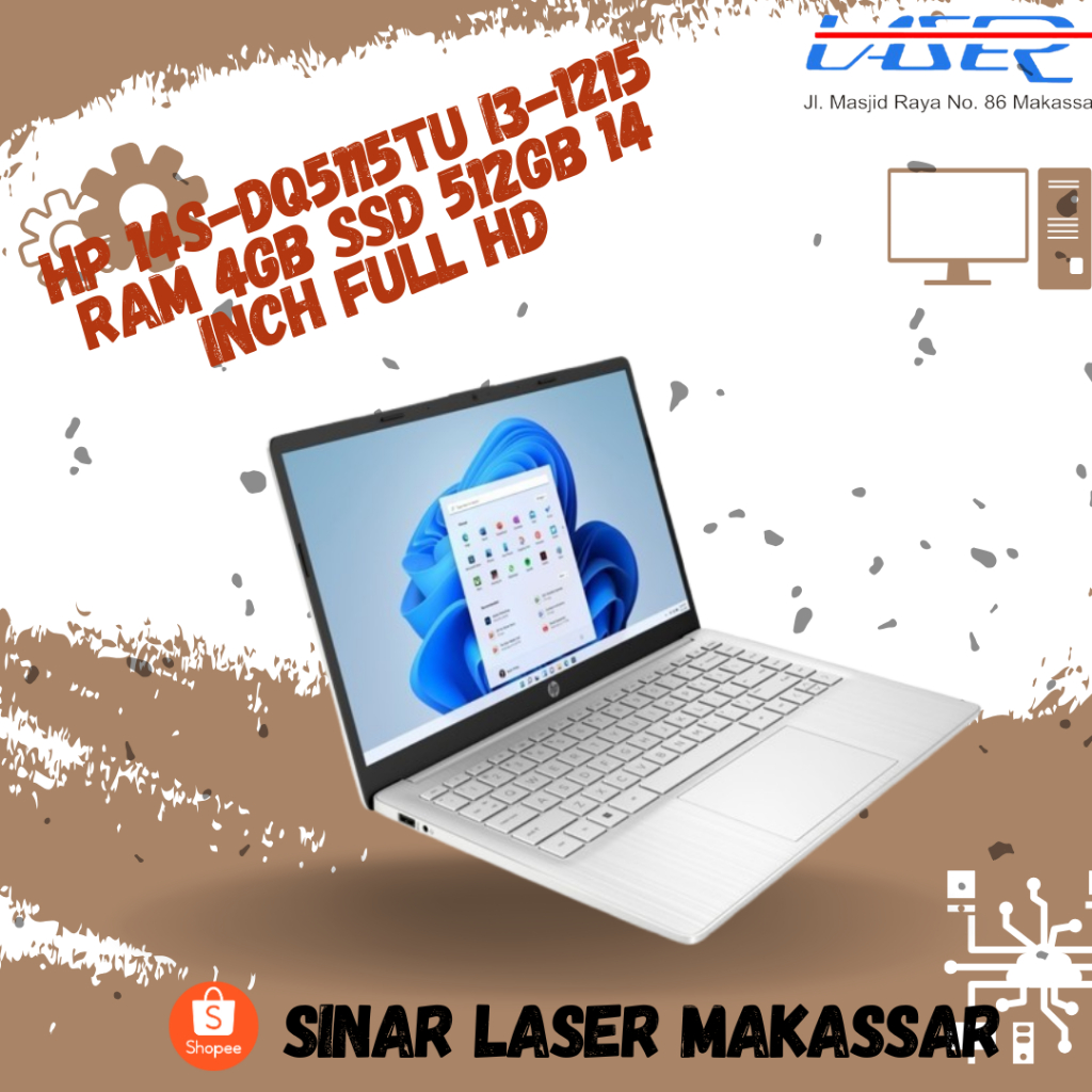 HP LAPTOP 14S-DQ5115TU INTEL CORE I3 1215 RAM 4GB SSD 512GB WIN11 OHS 14 INCH FULL HD GARANSI RESMI