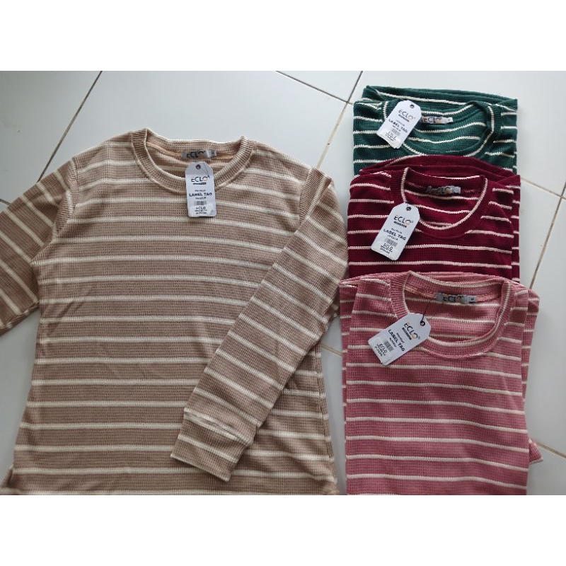 kaos panjang wanita salur oval