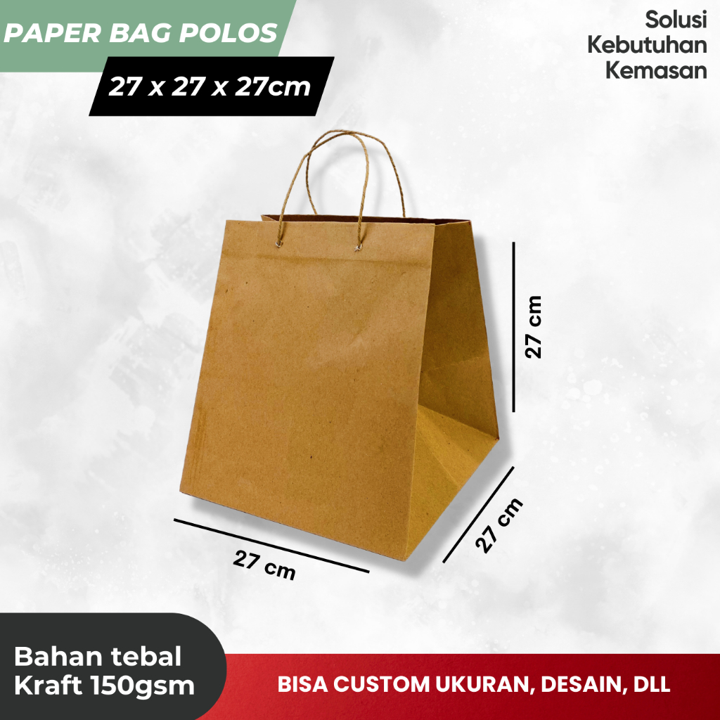 

Paper bag Nasi Box / Kantong Kertas polos ukuran 27 x 27 x 27cm