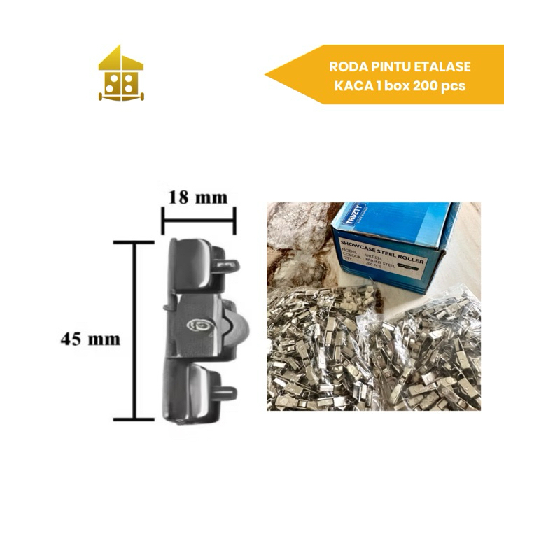 TRUZTY Roda Showcase Kecil | Roda Pintu Etalase Kaca 1 box 200pcs