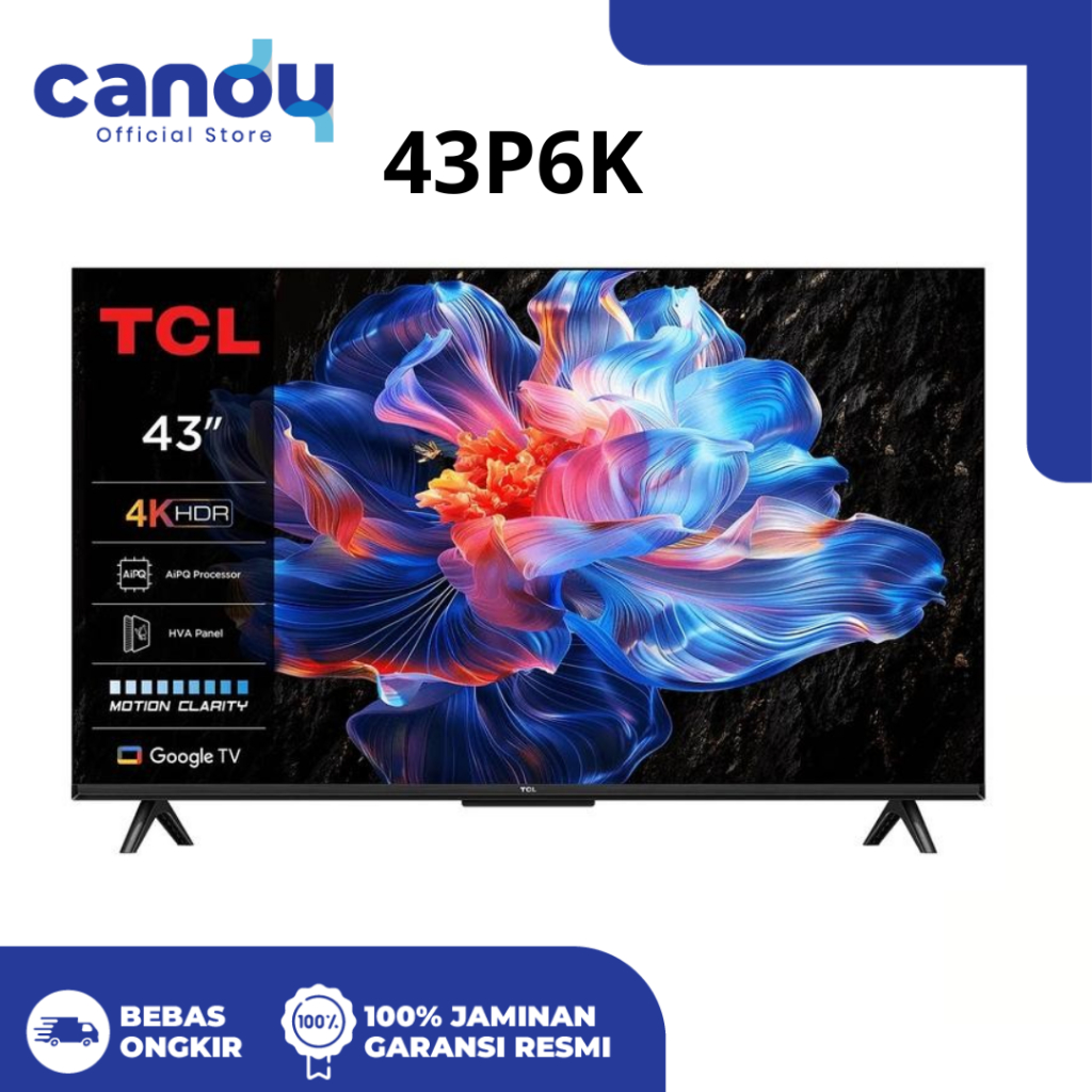 TCL 43 INCH UHD Smart TV 4K DOLBY GOOGLE TV 43P6K