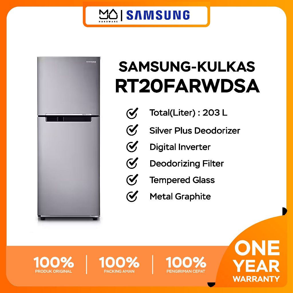 Kulkas Samsung RT20 RT20FARWDSA Kulkas 2 Pintu 203L - RT20FARWDSA/SE - Garansi Resmi