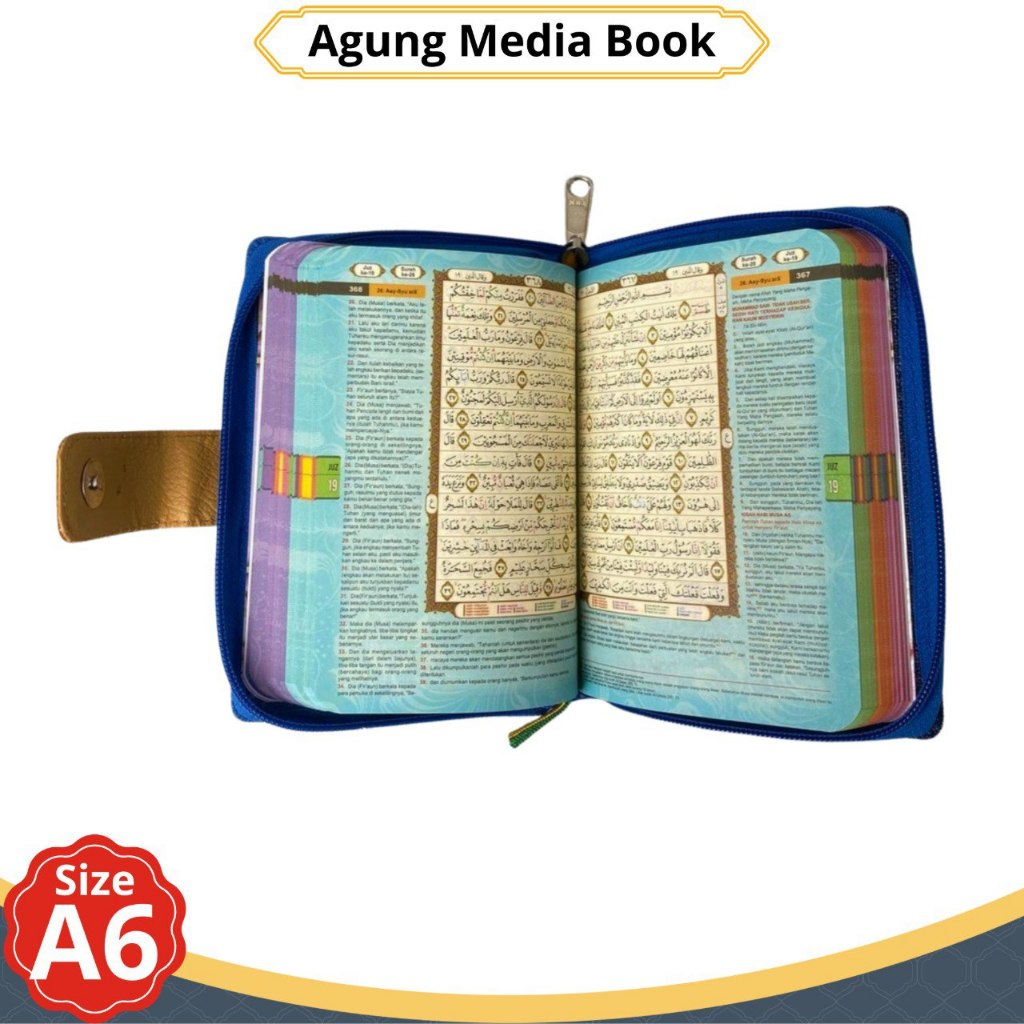 Quran Ar- Rahman A6 Resleting, Quran Terjemah, Quran Terjemahan Kecil, Alquran Tajwid Warna Lengkap,