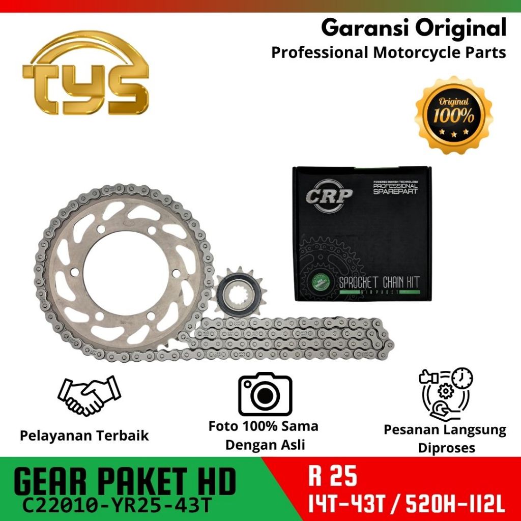 CRP Gear Paket untuk Yamaha R 25 (14-43T/520H-112L)