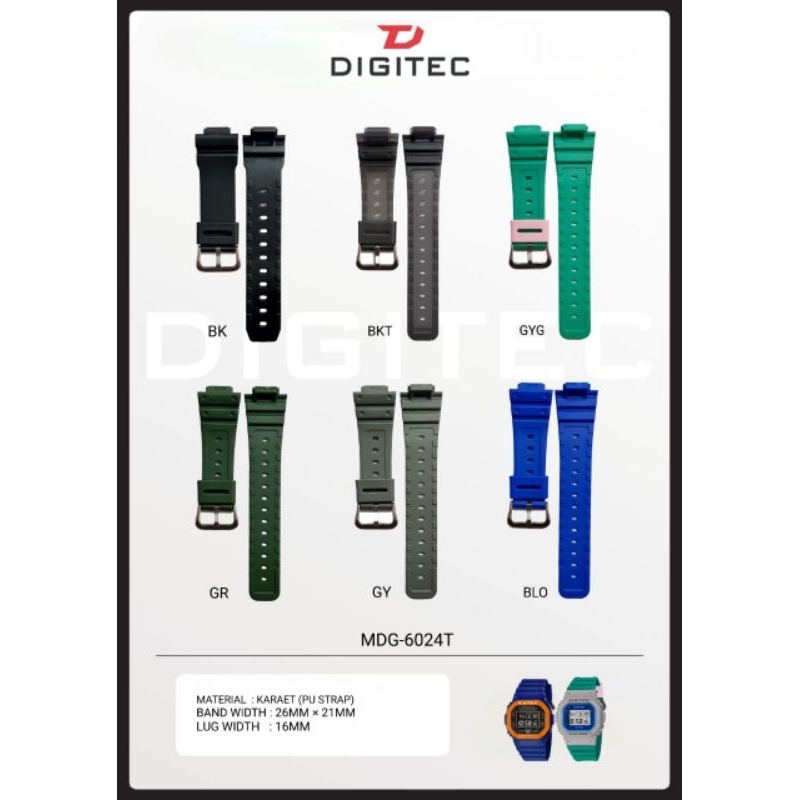 Strap jam tangan Digitec MDG-6024T Original